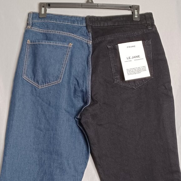 Frame Le Jane Jeans Womens 33 Colorblock High-Rise Straight Fit Streetwear Y2K - Picture 5 of 10